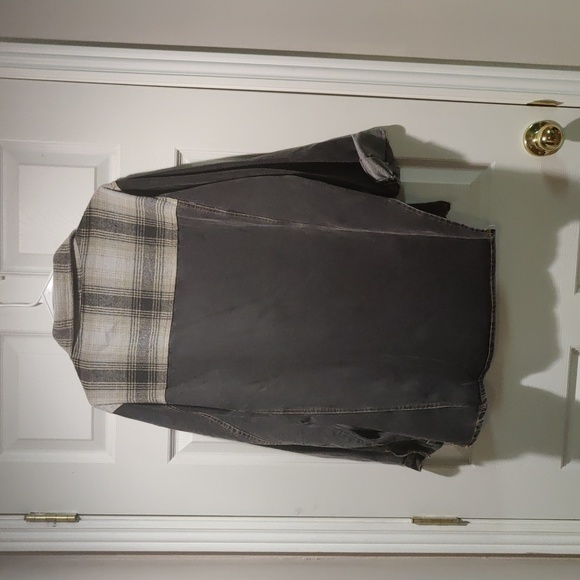 She + sky flannel and denim shacket - Picture 2 of 7